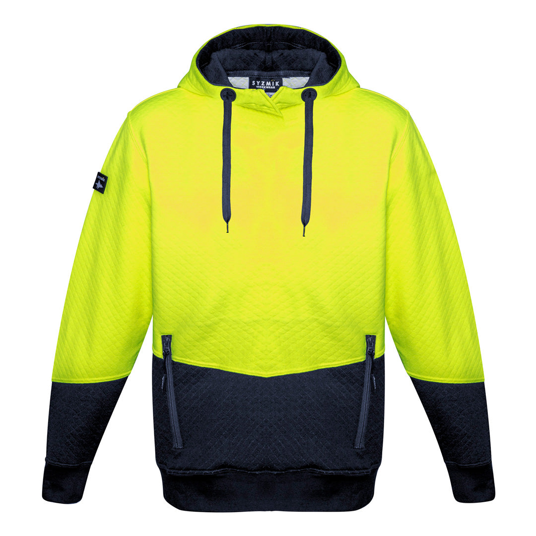 House of Uniforms The Hi Vis Textured Jacquard Hoodie | Pullover | Unisex Syzmik Yellow/Navy