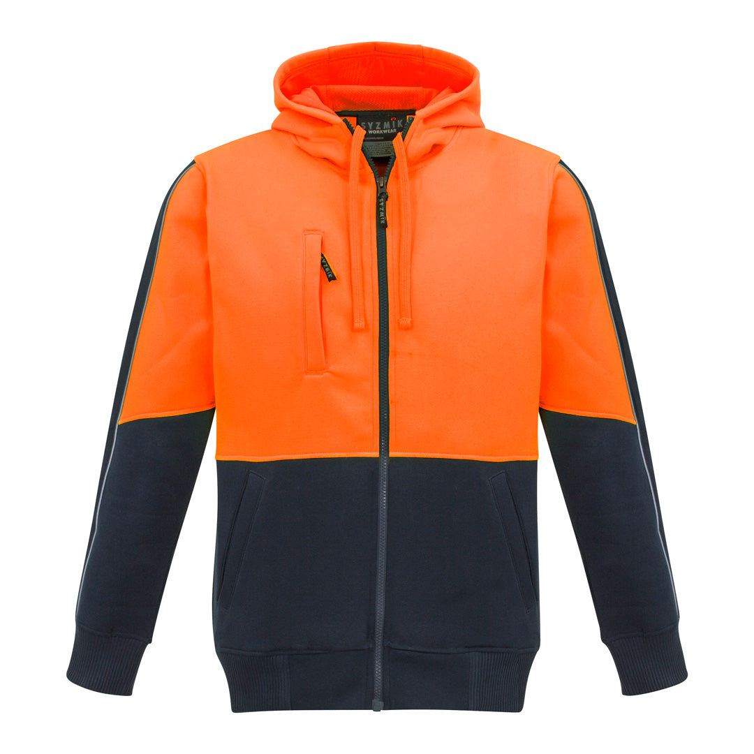 House of Uniforms The Grant Hoodie | Mens | Zip Through Syzmik Orange/Navy