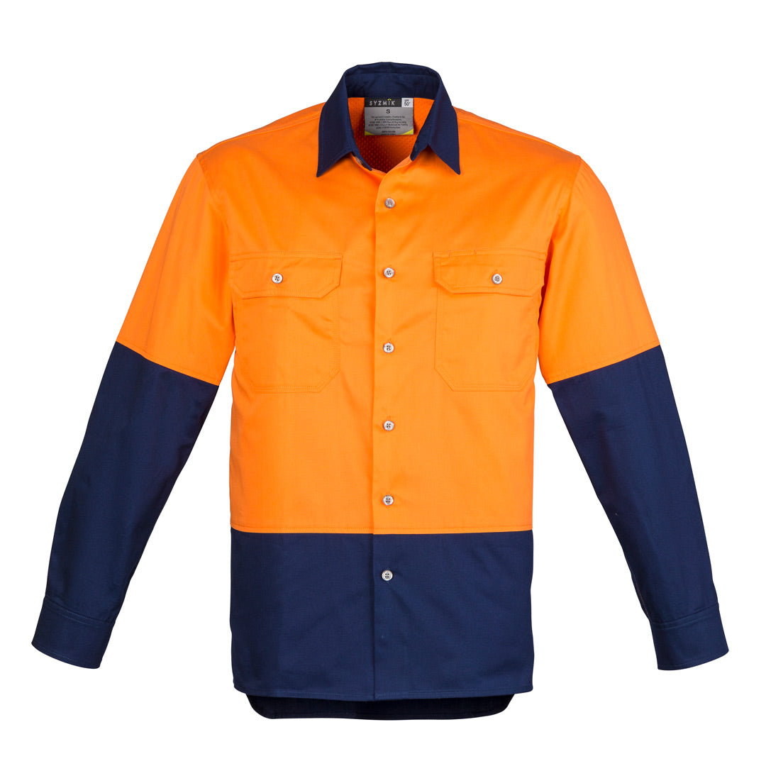 House of Uniforms The Matt Shirt | Mens | Long Sleeve Syzmik Orange/Navy