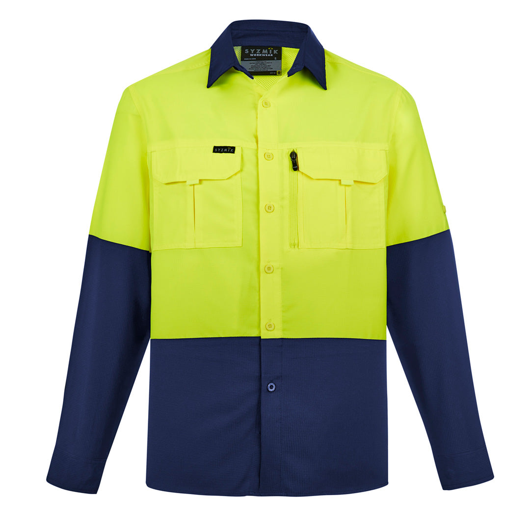 House of Uniforms The Hi Vis Outdoor Shirt | Unisex | Long Sleeve Syzmik Yellow/Navy