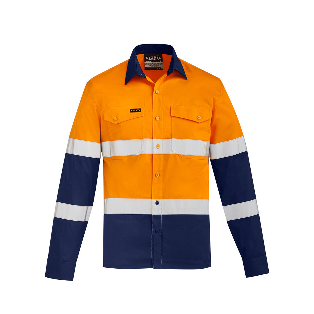 House of Uniforms The Dave Shirt | Mens | Long Sleeve Syzmik Orange/Navy
