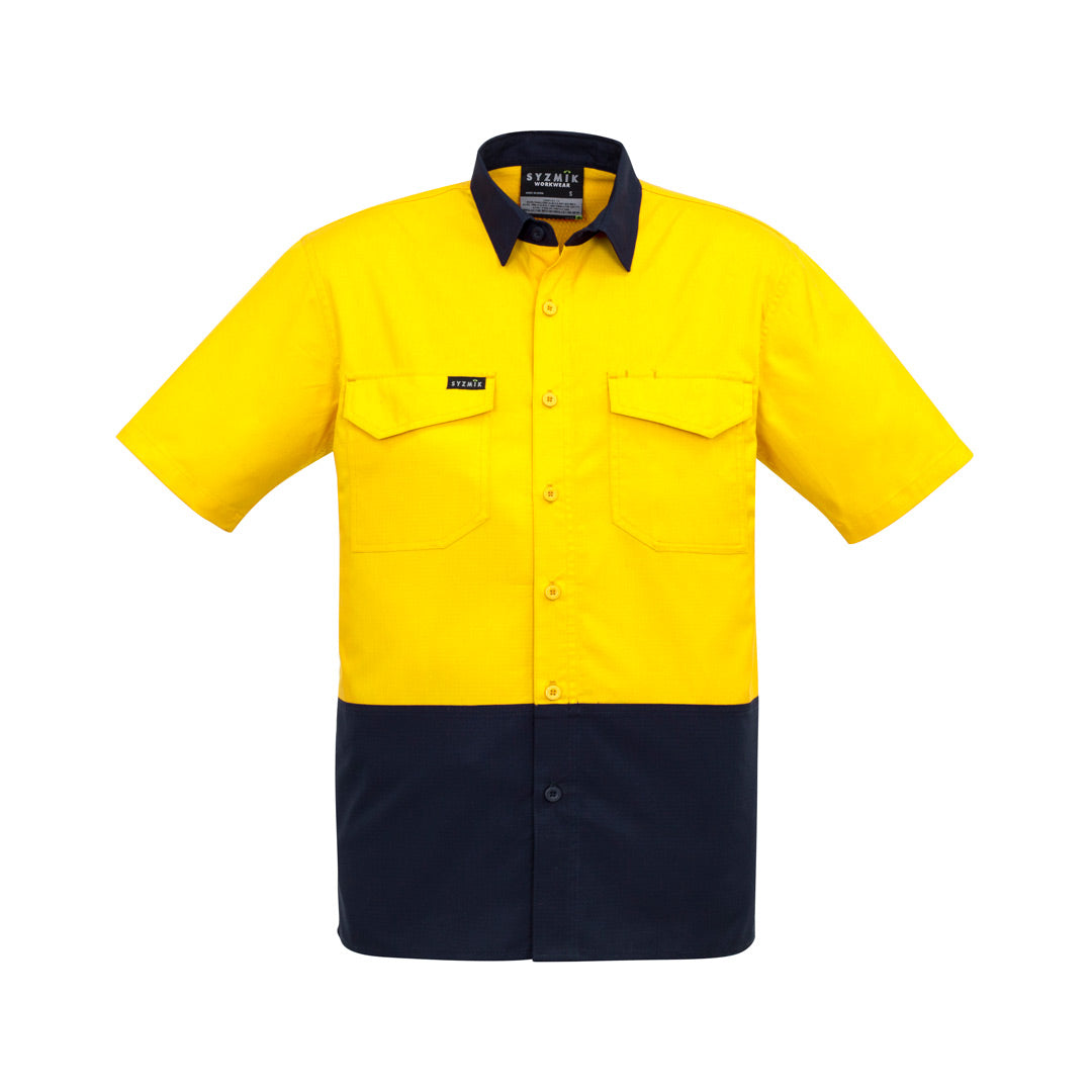 House of Uniforms The John Shirt | Adults | Short & Long Sleeve Syzmik Yellow/Navy