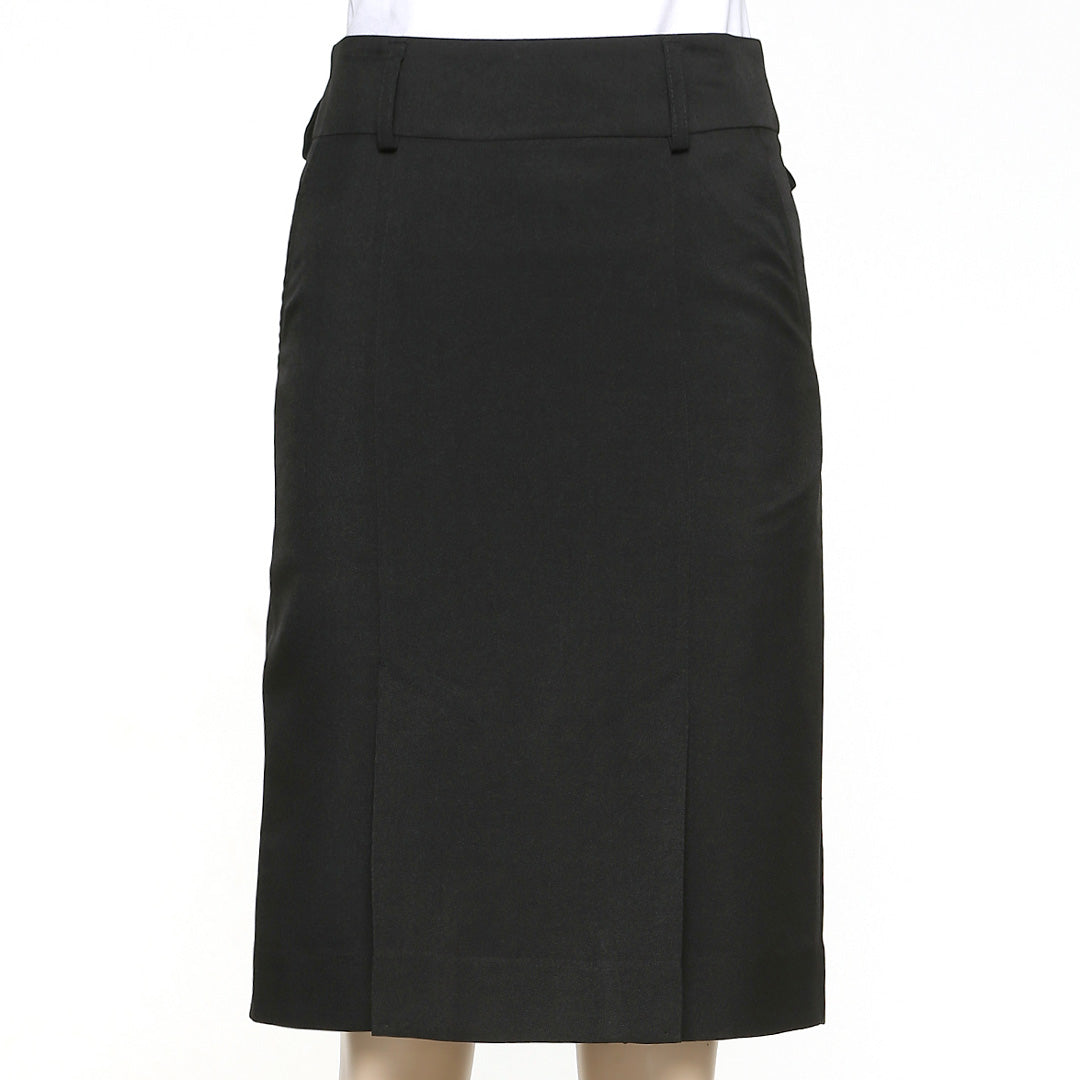 House of Uniforms The Kick Pleat Pocket Skirt | Mechanical Stretch LSJ Collection Black
