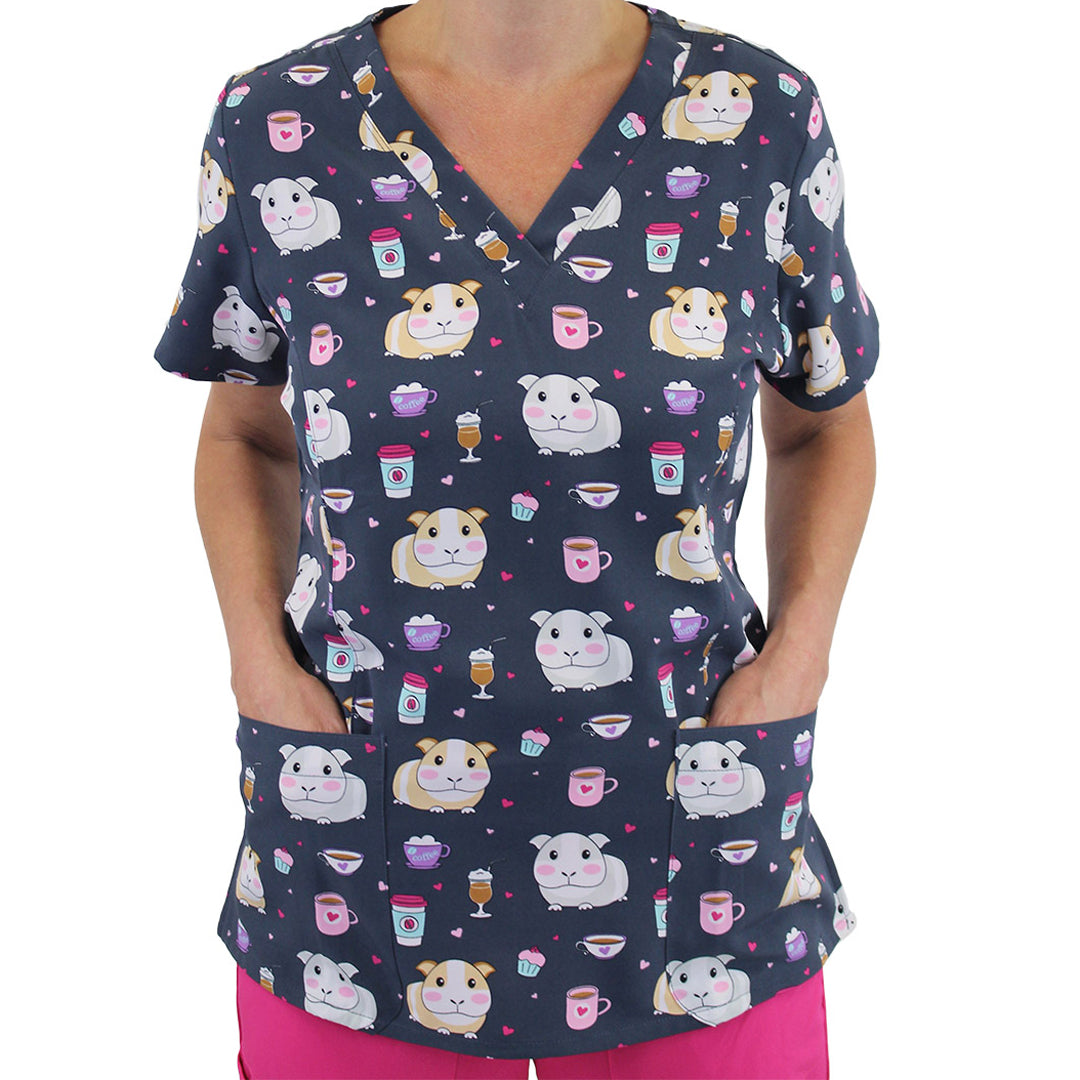 House of Uniforms The V Neck Printed Scrub Top | Ladies Maevn