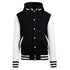 House of Uniforms The Hooded Varsity Jacket | Mens Ramo Black/White