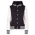 House of Uniforms The Hooded Varsity Jacket | Ladies Ramo Black/White