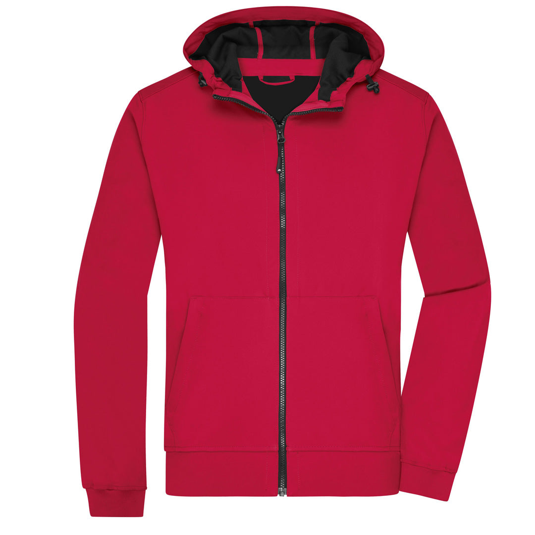 House of Uniforms The Hooded Sports Soft Shell Jacket | Mens James & Nicholson Red