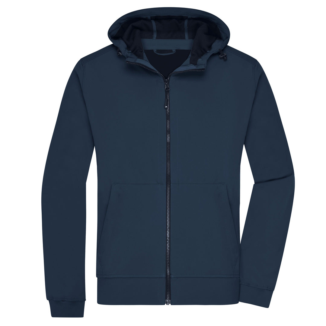 House of Uniforms The Hooded Sports Soft Shell Jacket | Mens James & Nicholson Navy