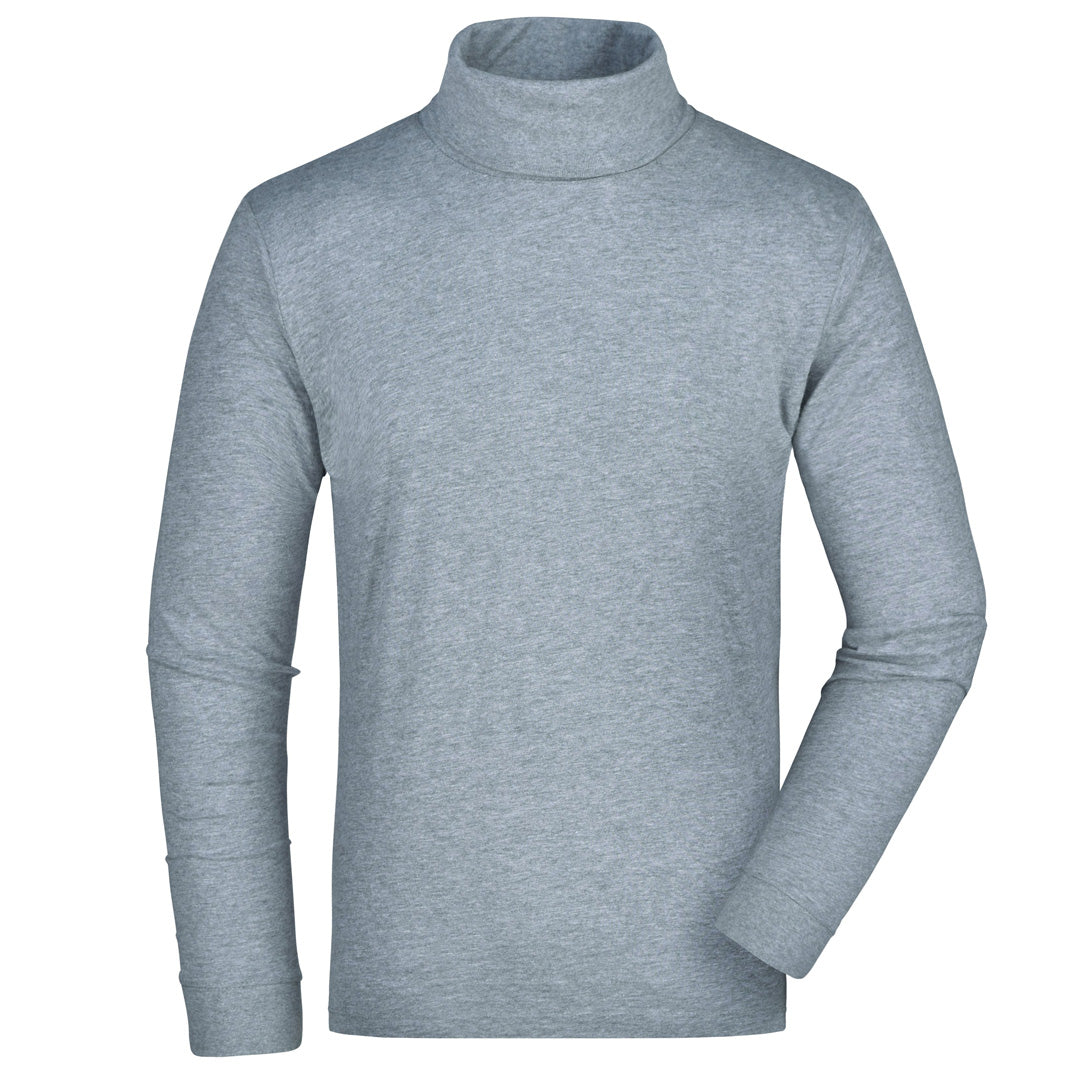 House of Uniforms The Roll Neck Tee | Mens James & Nicholson Grey Marle