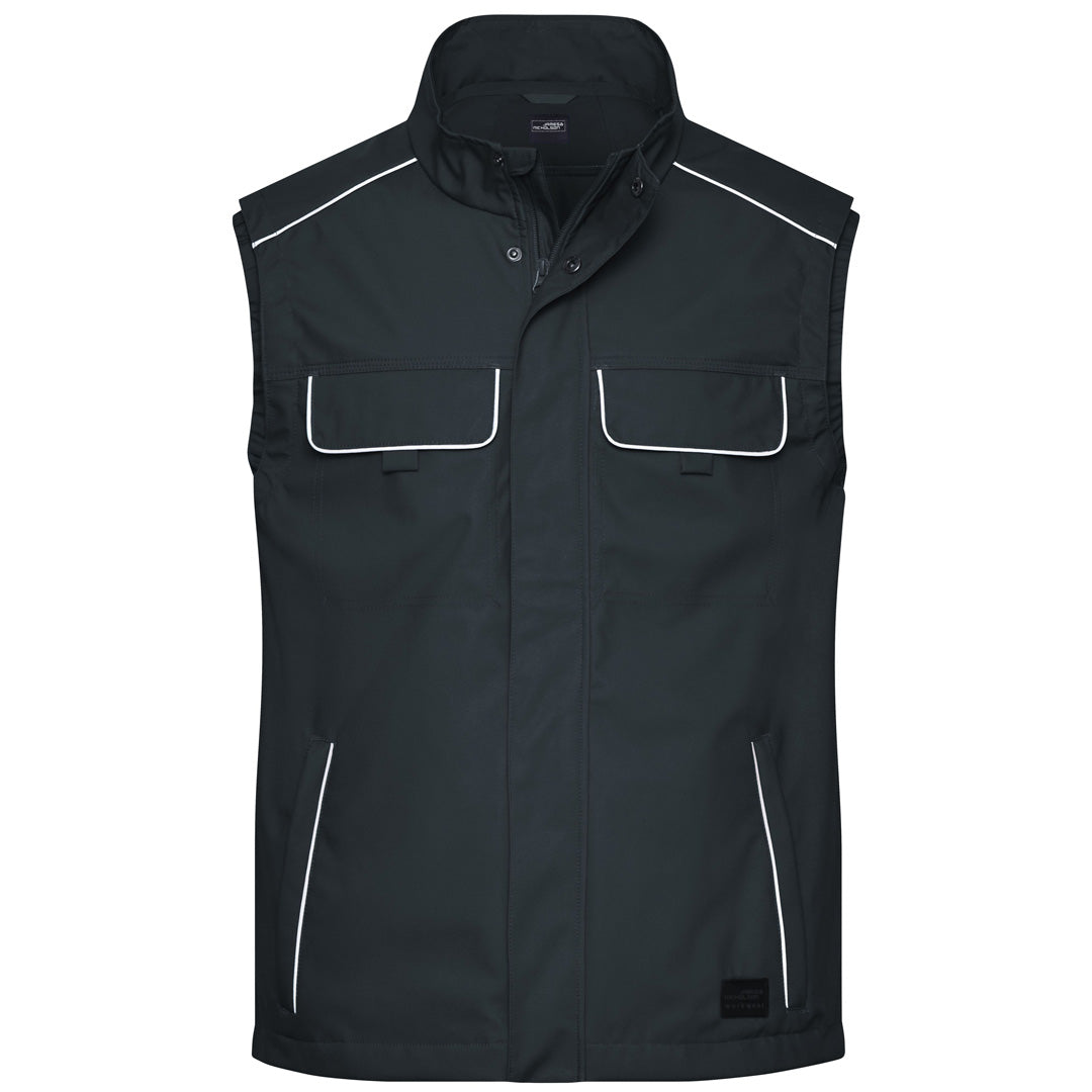 House of Uniforms The Solid Work Softshell Vest | Unisex James & Nicholson Carbon1