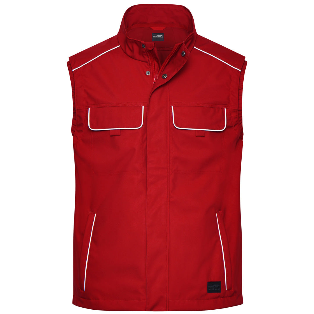 House of Uniforms The Solid Work Softshell Vest | Unisex James & Nicholson Red