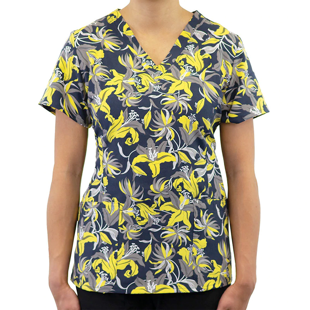 House of Uniforms The V Neck Printed Scrub Top | Ladies Maevn