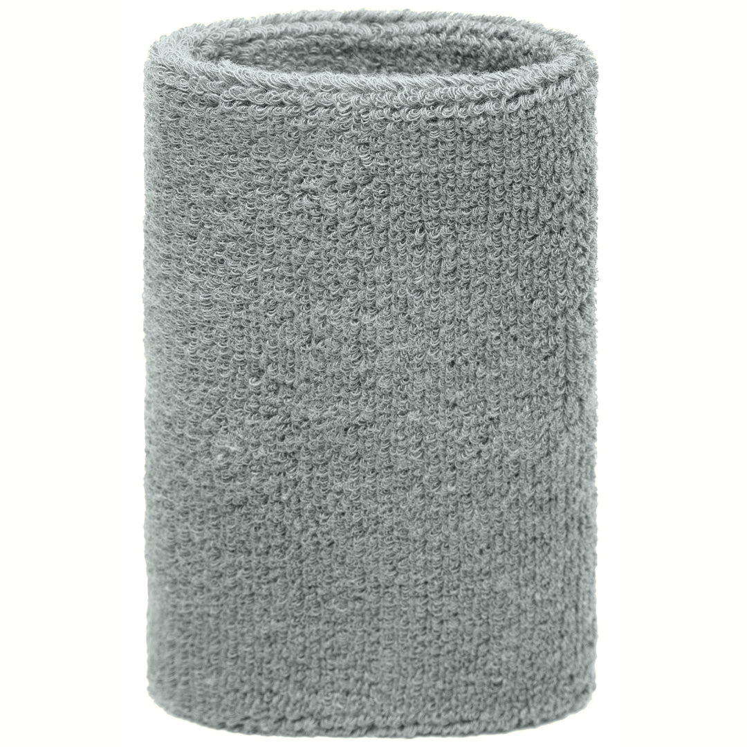 House of Uniforms The Terry Wristband | Wide | Unisex | 2 Pack Myrtle Beach Light Grey