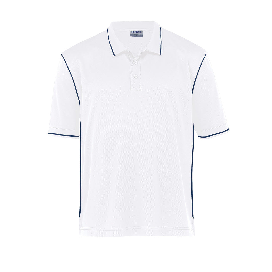 House of Uniforms The Dri Gear Hype Polo | Mens Gear for Life White/Navy