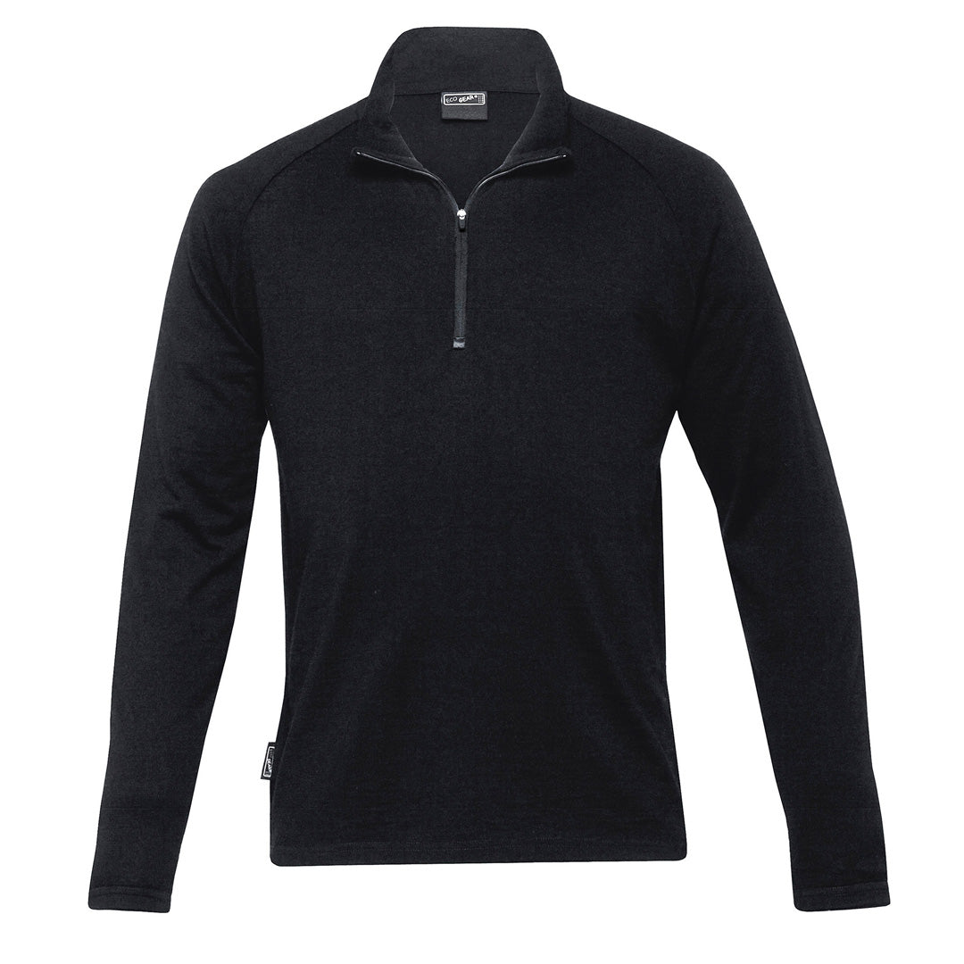 House of Uniforms The Merino Zip Pullover | Mens Gear for Life Black