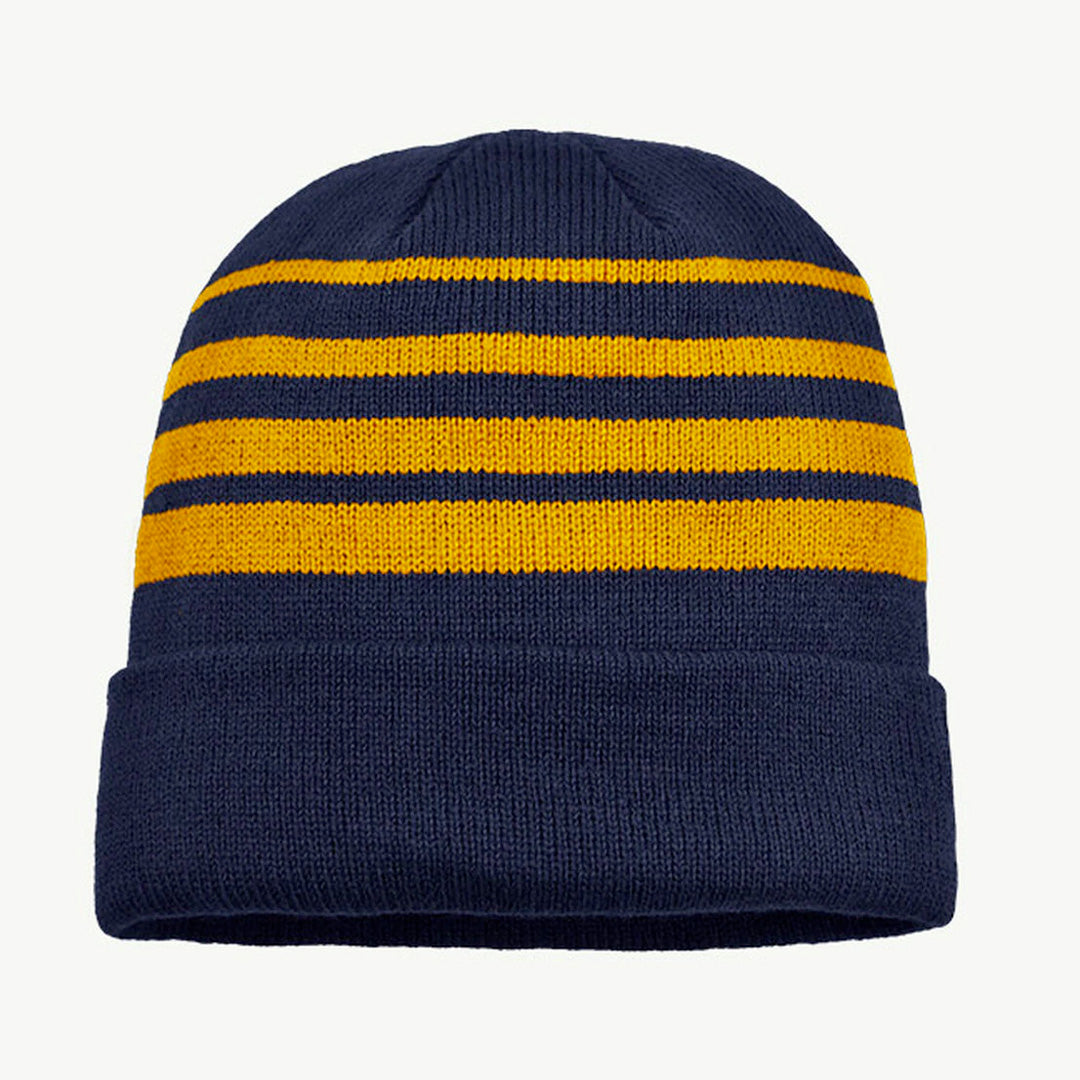 House of Uniforms The Multi Stripe Beanie | Unisex Grace Collection Navy/Gold