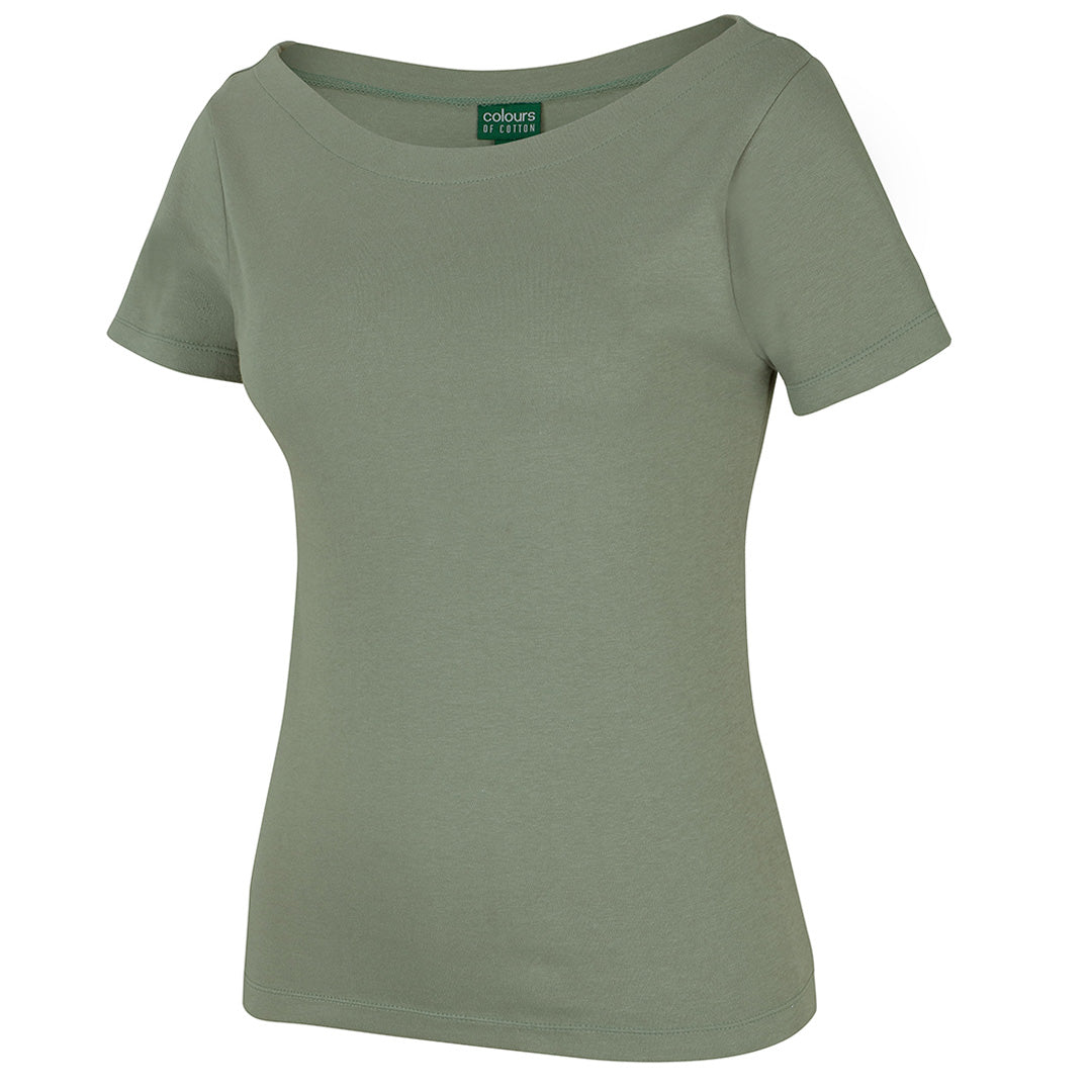 House of Uniforms The Boat Neck Tee | Short Sleeve | Ladies Jbs Wear Sage