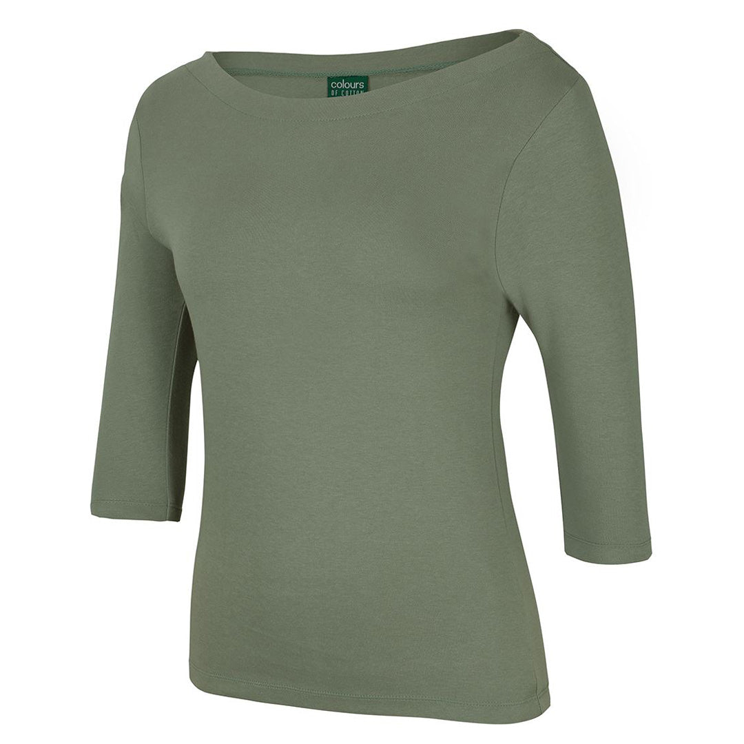 House of Uniforms The Boat Neck Tee | 3/4 Sleeve | Ladies Jbs Wear Sage