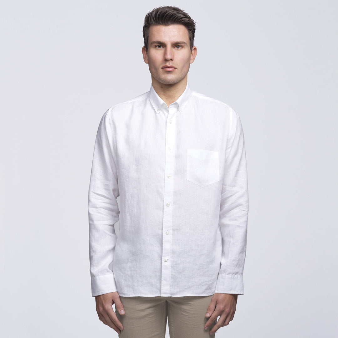 House of Uniforms The Linen Shirt | Men | Long Sleeve Smpli White