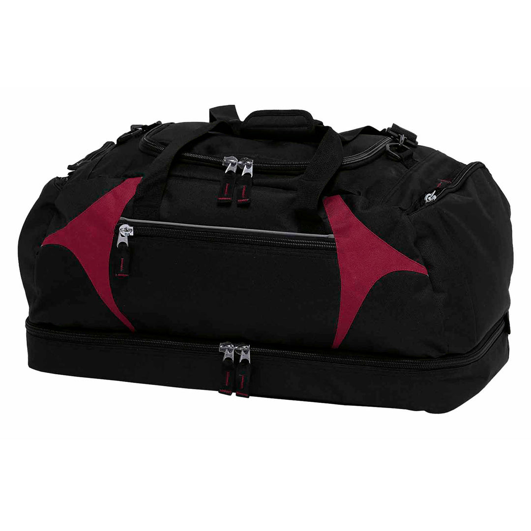 House of Uniforms The Spliced Zenith Sports Bag Gear for Life Black/Maroon