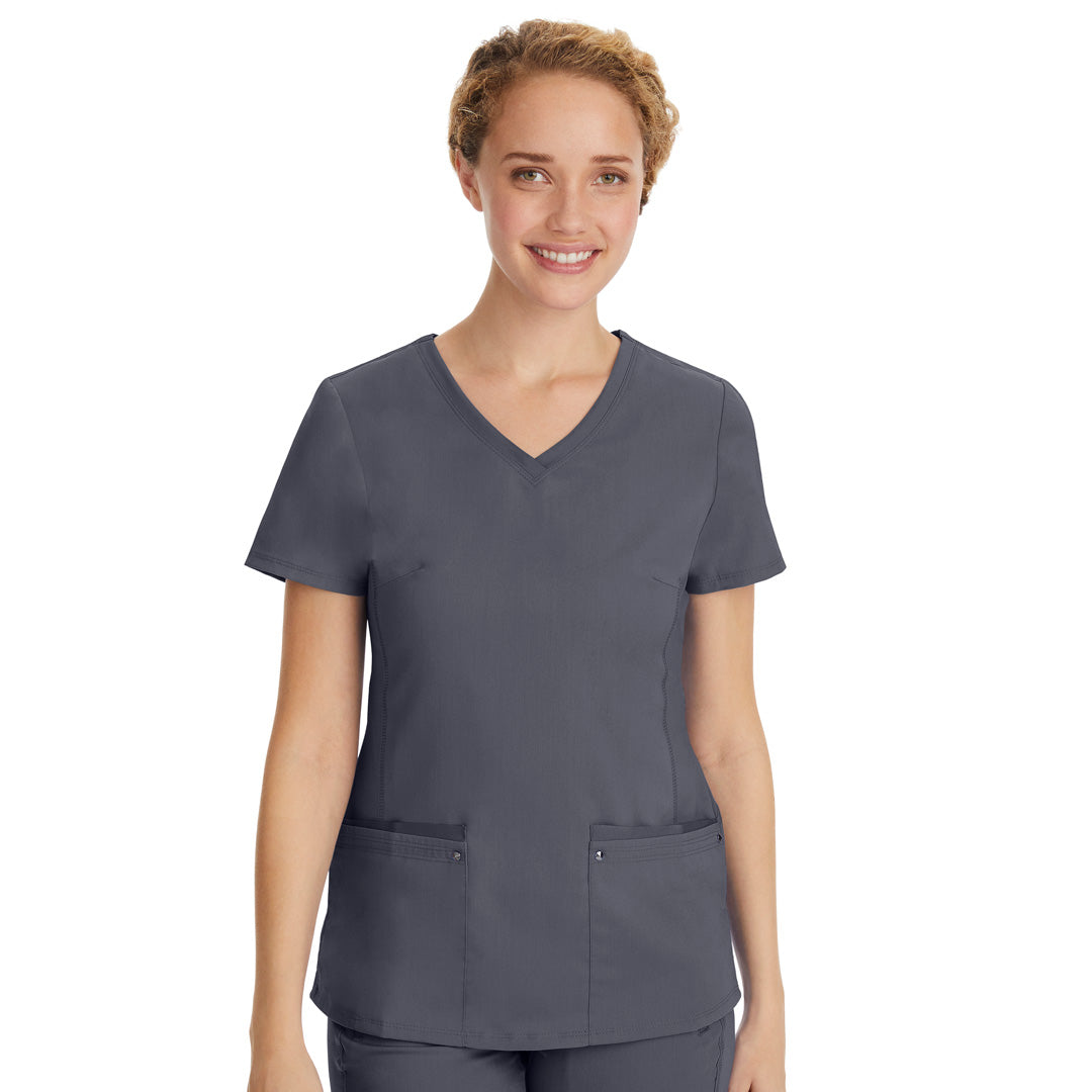 House of Uniforms The Juliet Scrub Top | Ladies Healing Hands Pewter