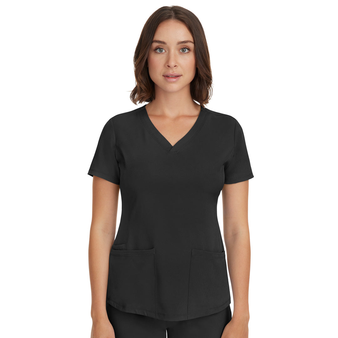 House of Uniforms The Monica Scrub Top | Ladies Healing Hands Black