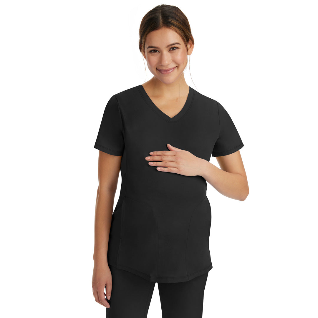 House of Uniforms The Mila Maternity Scrub Top Healing Hands Black