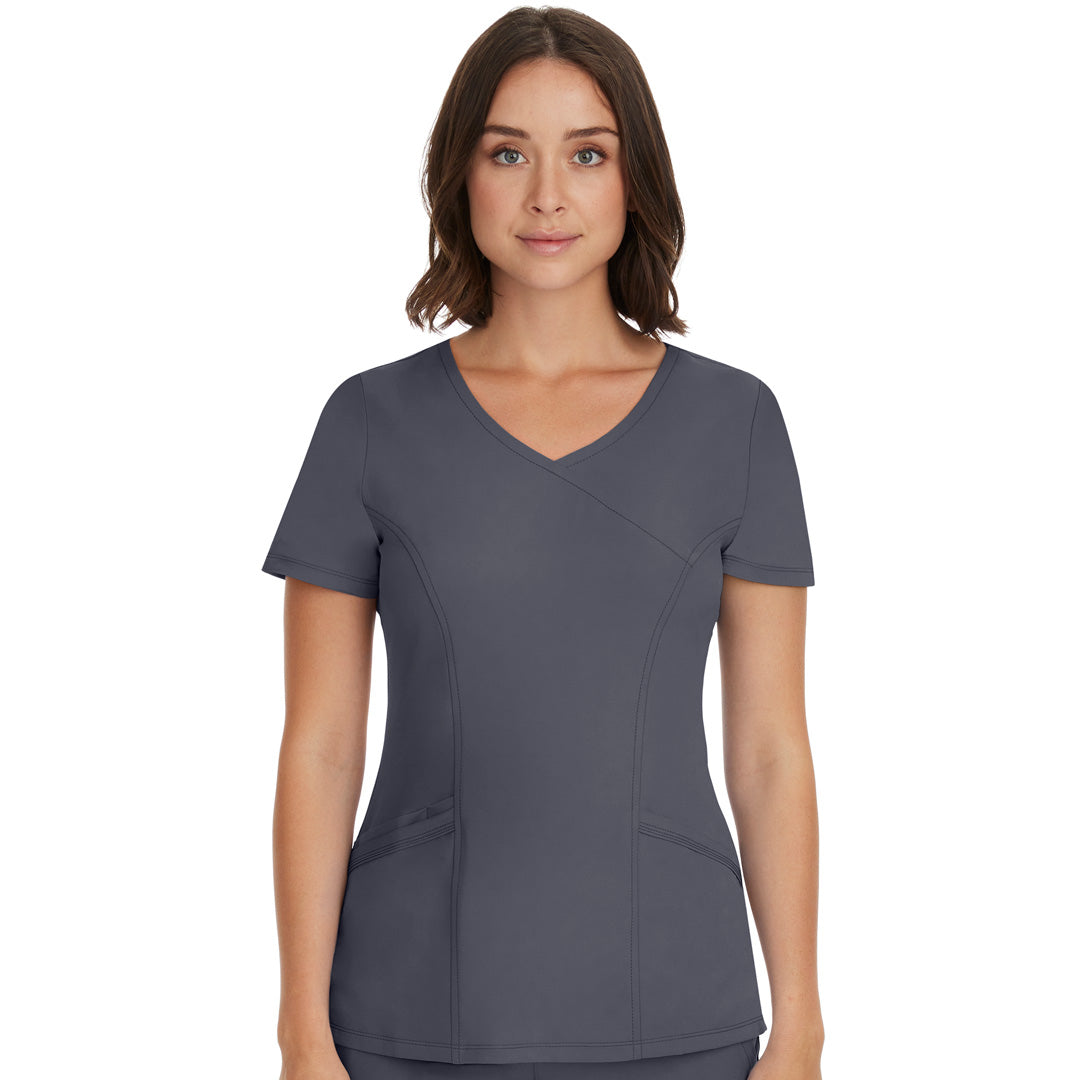 House of Uniforms The Madison Scrub Top | Ladies Healing Hands Pewter