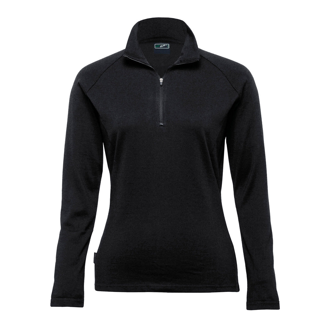 House of Uniforms The Merino Zip Pullover | Ladies Gear for Life Black