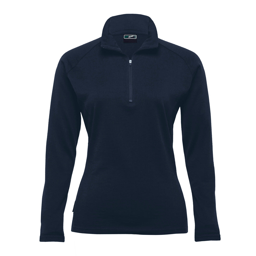 House of Uniforms The Merino Zip Pullover | Ladies Gear for Life Navy