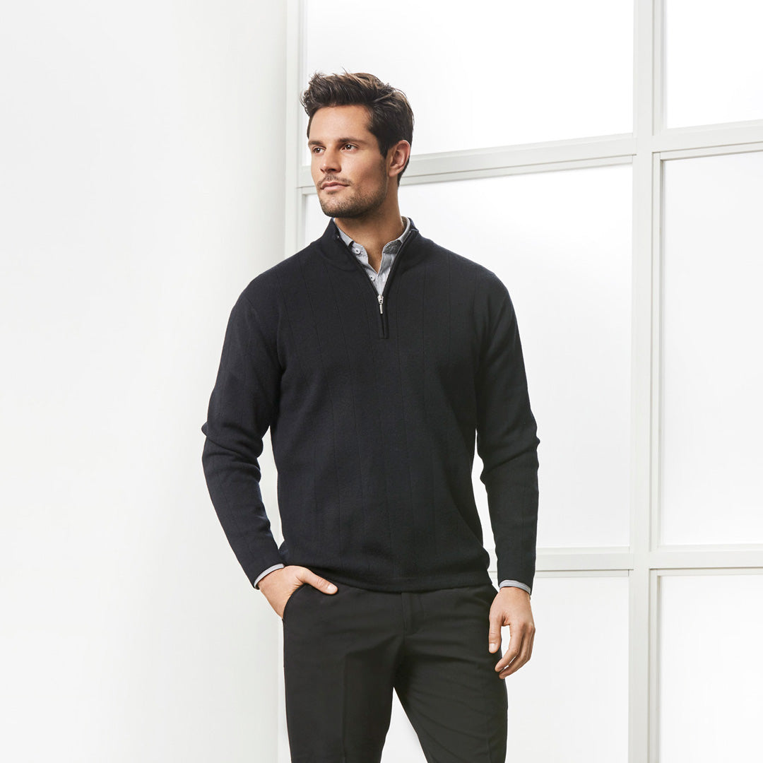 House of Uniforms The Wool-rich Zip Collar Jumper | Mens Biz Collection
