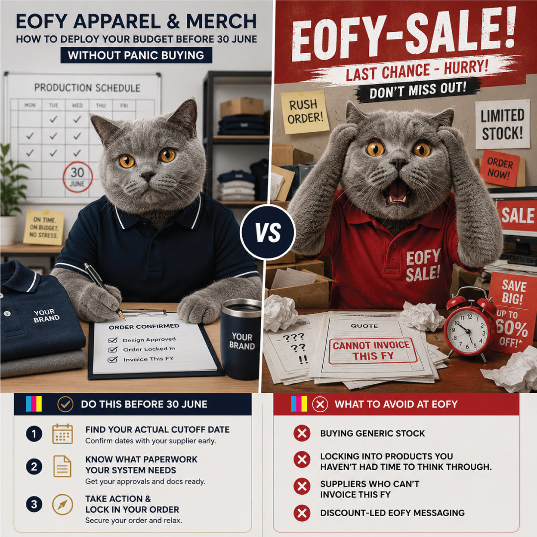 EOFY apparel and merch : how to deploy your budget before 30 June