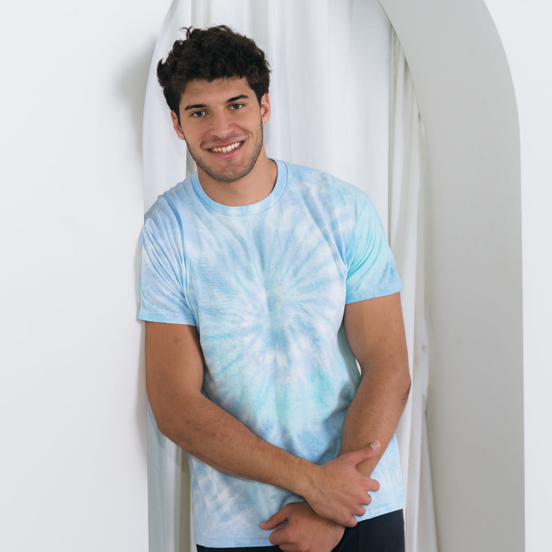 House of Uniforms The Spiral Tie Dye Tee | Adults Colortone Lagoon