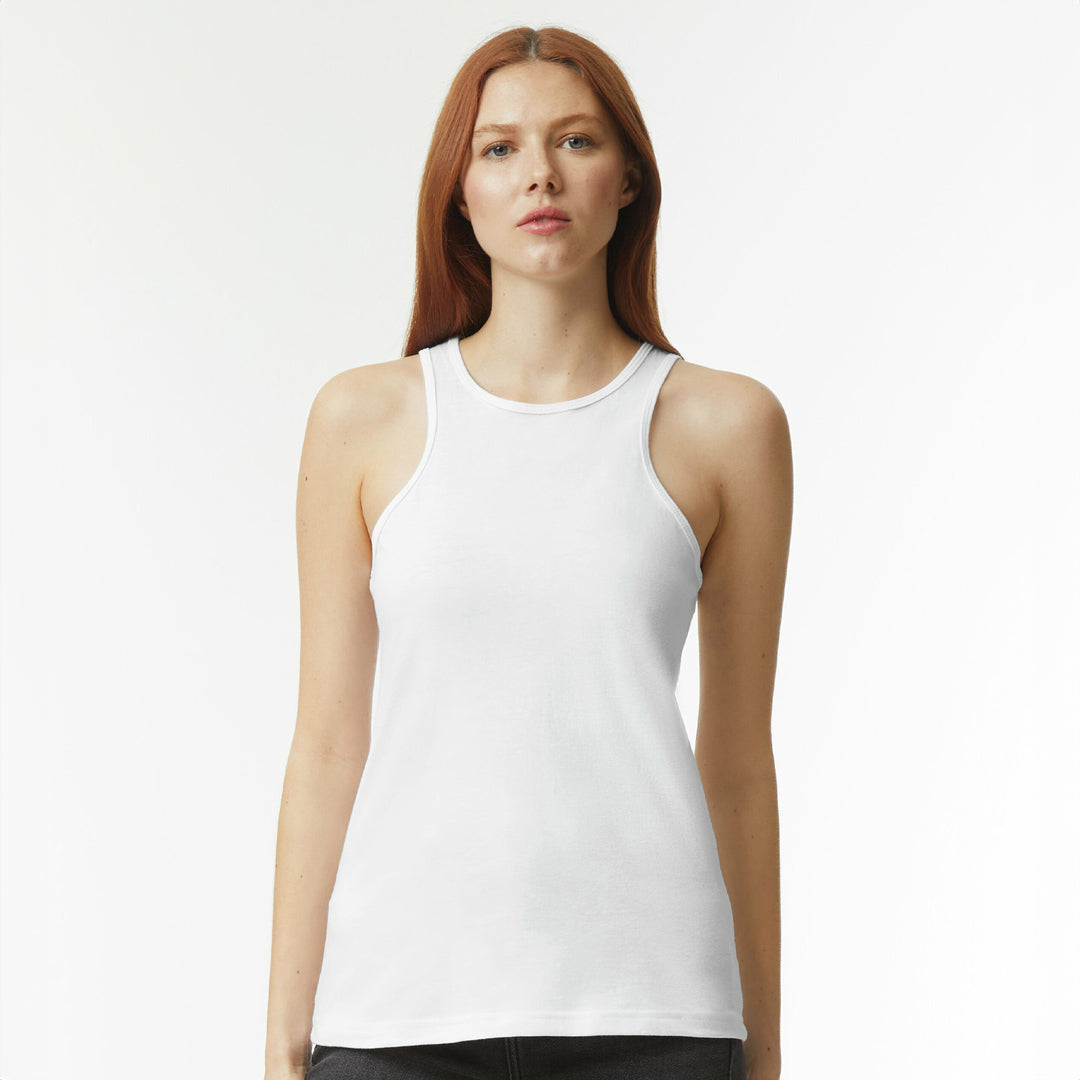 House of Uniforms The Racerneck Tank | Ladies American Apparel White