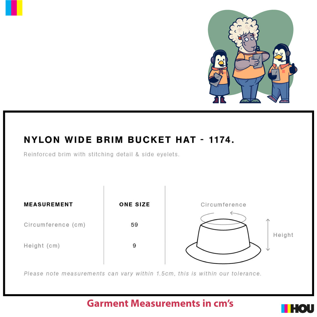 House of Uniforms The Nylon Wide Brim Bucket Hat AS Colour
