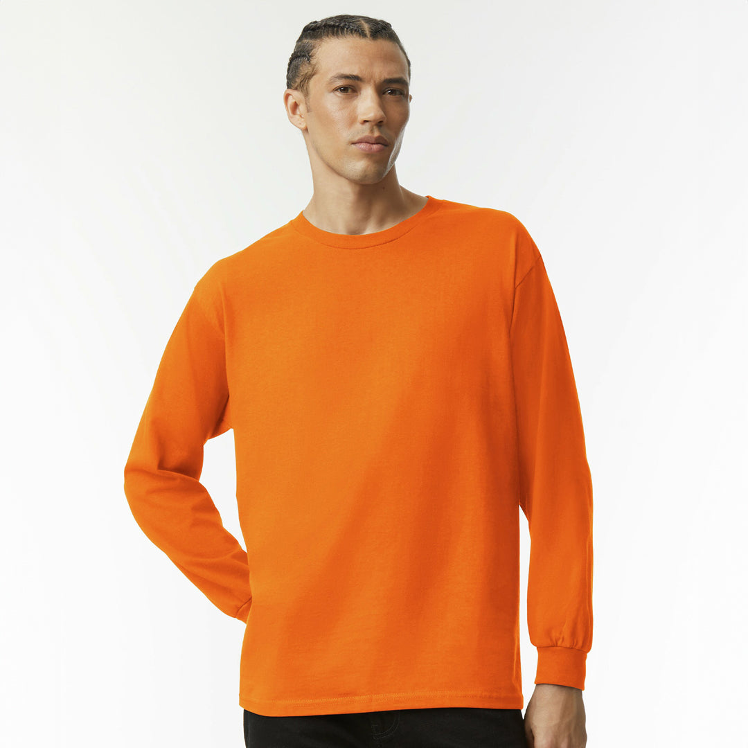 House of Uniforms The Classic Heavy Tee | Long Sleeve | Adults American Apparel Orange