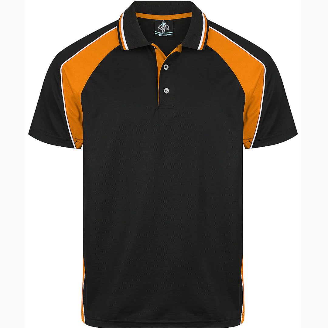 House of Uniforms The Panorama Polo | Mens | Short Sleeve Aussie Pacific Black/Orange/White