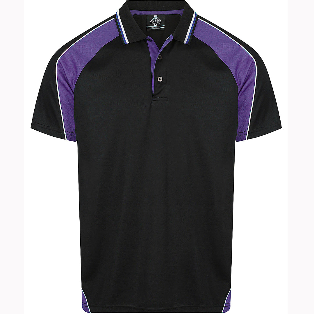House of Uniforms The Panorama Polo | Mens | Short Sleeve Aussie Pacific Black/Purple/White