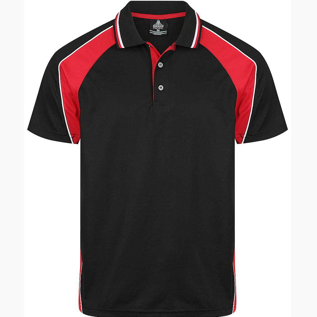 House of Uniforms The Panorama Polo | Mens | Short Sleeve Aussie Pacific Black/Red/White