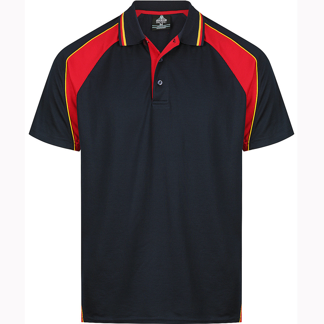 House of Uniforms The Panorama Polo | Mens | Short Sleeve Aussie Pacific Navy/Red/Gold