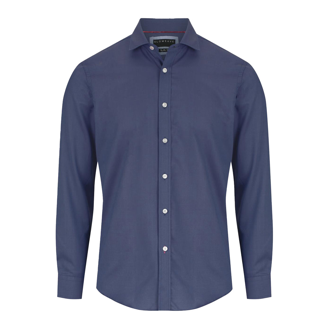 House of Uniforms The Balmoral Slim Fit Shirt | Mens | Long Sleeve Gloweave Navy