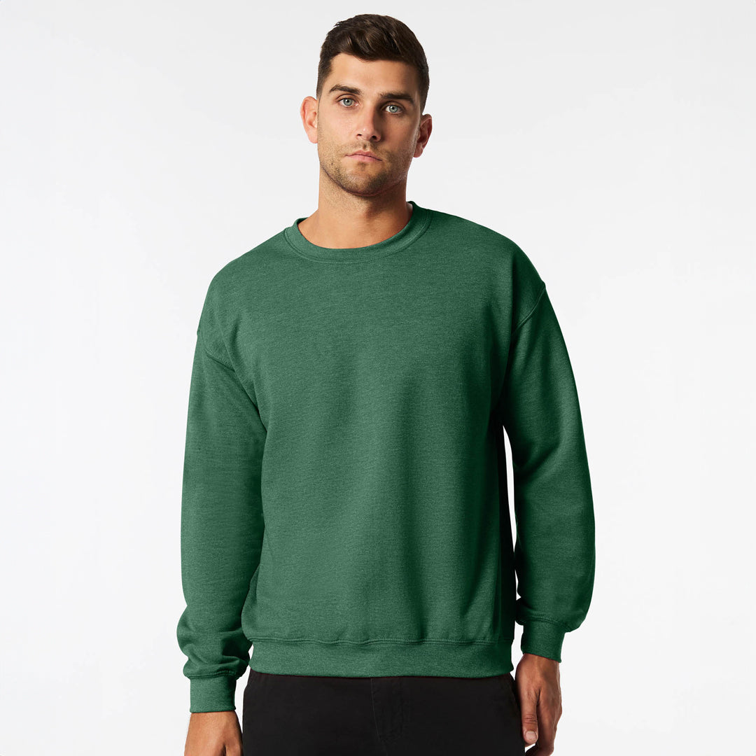 House of Uniforms The Heavy Blend Crewneck Sweatshirt | Adults Gildan Heather Dark Green