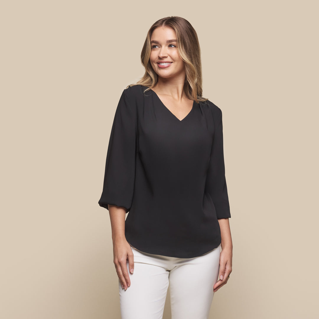 House of Uniforms The Cali V Neck Top | Ladies Gloweave 