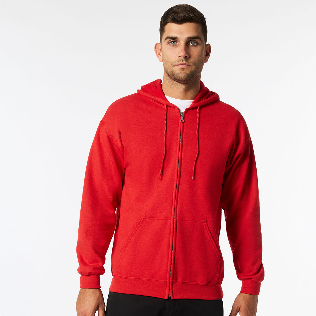 House of Uniforms The Heavy Blend Full Zip Hoodie | Adults Gildan Red