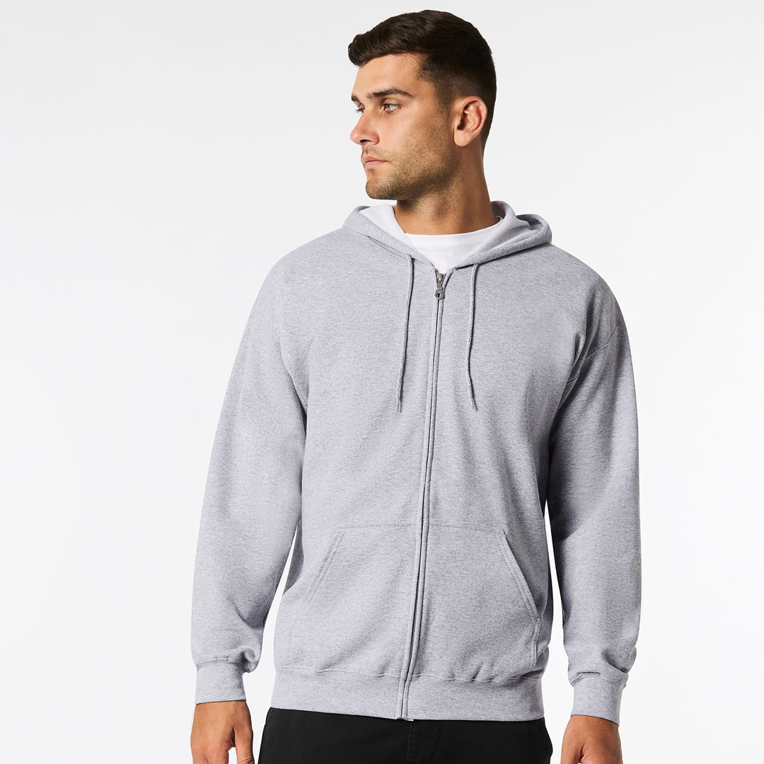 House of Uniforms The Heavy Blend Full Zip Hoodie | Adults Gildan Sport Grey