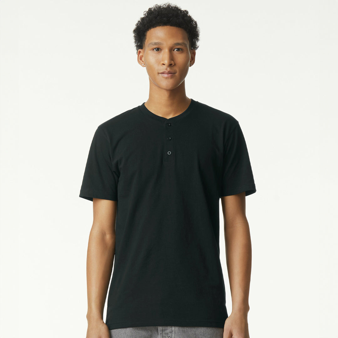 House of Uniforms The CVC Henley Tee Shirt | Adults American Apparel Black