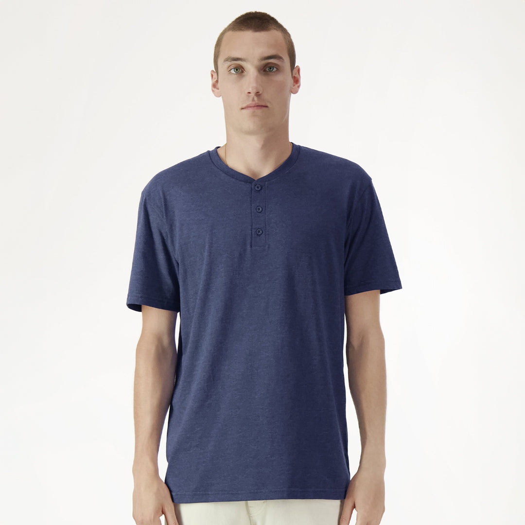 House of Uniforms The CVC Henley Tee Shirt | Adults American Apparel Indigo