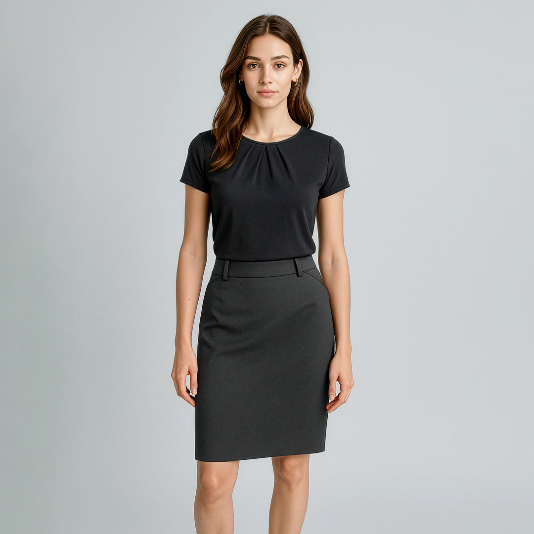 Biz Corporates The Cool Stretch Pleat Skirt | Ladies Skirts