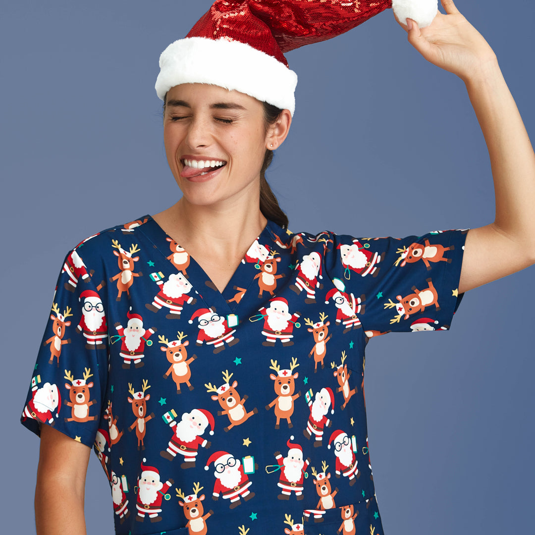 House of Uniforms The Christmas Scrub Top | Ladies Biz Care Midnight