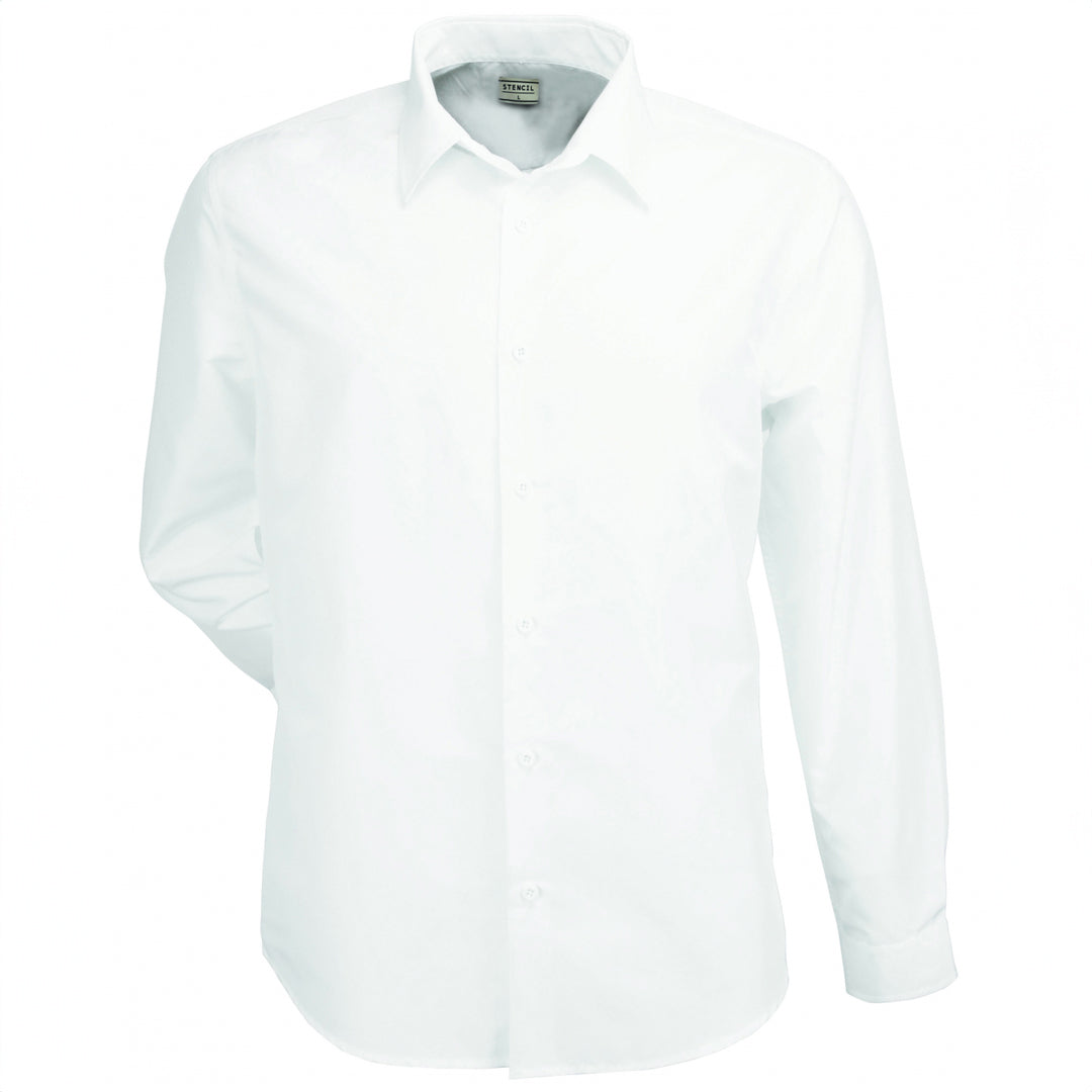 House of Uniforms The Essential Shirt | Long Sleeve | Mens Stencil White